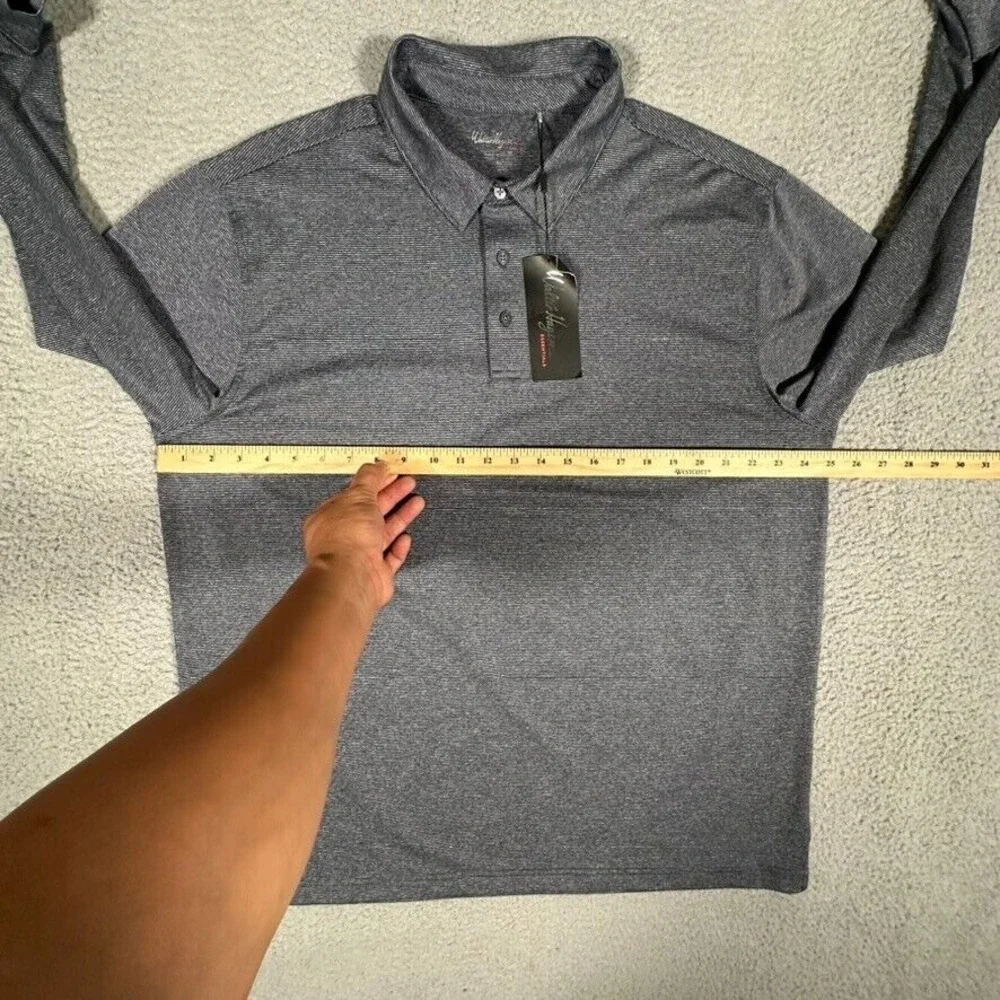 Walter Hagen Shirt Mens XL Navy Striped Golf Polo‎ Performance Stretch Wicking